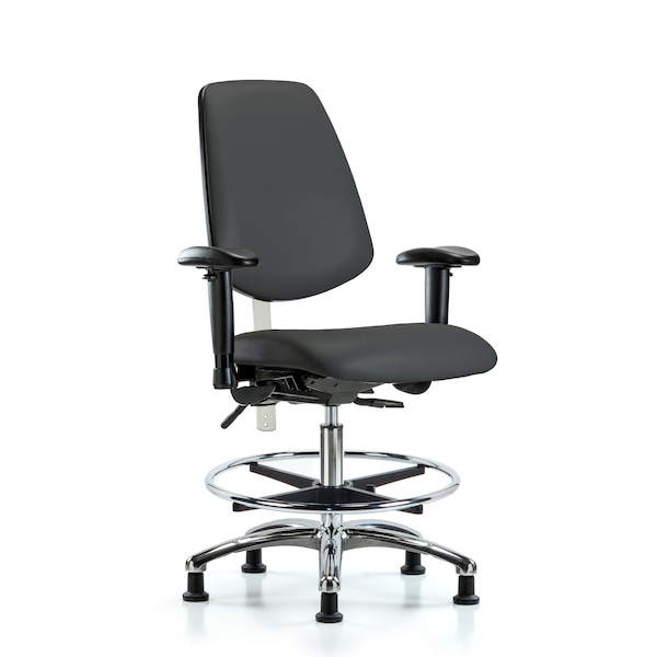 Blue Ridge Ergonomics Clean Room Chair Vin Med Ben Chair, Med, Bk, Gry, CL100, Adjustable Arms, 22" to 29" Height, Vinyl BR-NCR-VMBCH-MB-CR-T1-A1-CF-RG-8605 - main