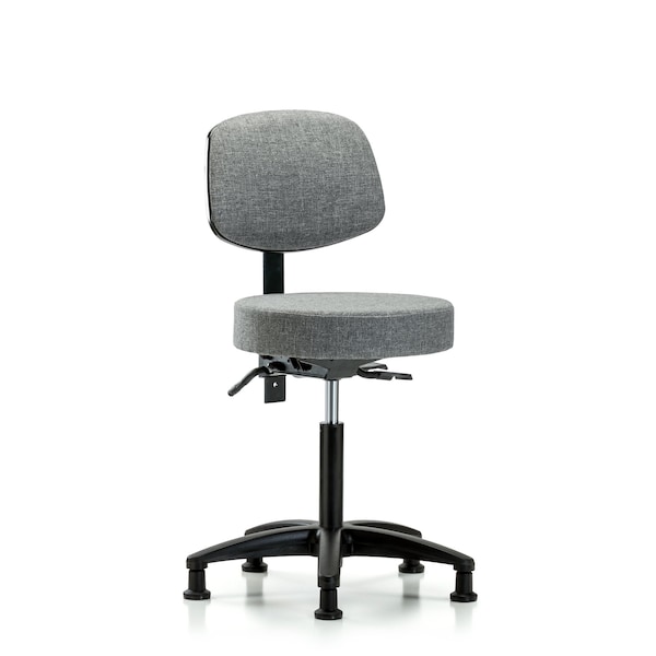 Blue Ridge Ergonomics Rutledge Fabric Stool with Back - Medium Bench Height with Stationary Glides in Gray Fabric BR-FMBST-RG-T0-NF-RG-F44 - main
