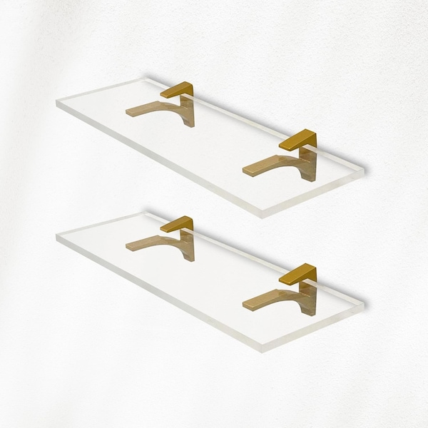 Fab Glass And Mirror Acrylic Shelf 6 x 11.5inces Bronze Bracket 3/4in Thickness Acrylic Pack of 2 AS19SC-6x11BR2P - main
