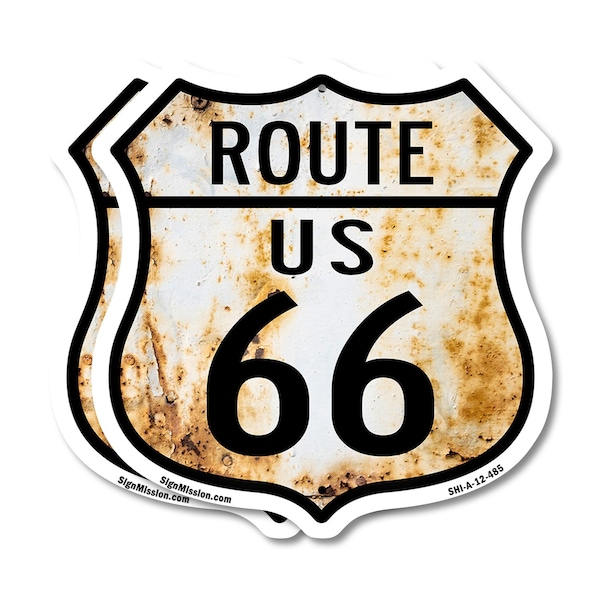 Signmission Route Us 66 Rustic, 12 inch X 12 inch, Plastic Sign, 2PK SHI-P-2PACK-12-485 - main