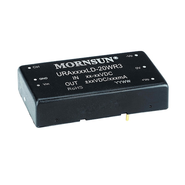 Mornsun DC/DC Regulated Power Supply Module, 2 Output, 30W, Hybrid URA2415LD-30WR3 - main