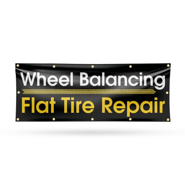 Signmission Wheel Balancing Flat Tire Repair, 48 Inch x 120 Inch, Vinyl Banner B-120-30941 - main