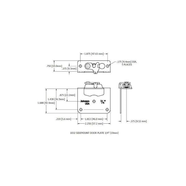 Le Johnson Hanger Plate Only Side Mount f/ 3/4 in Doors 111 Series 1032 - main