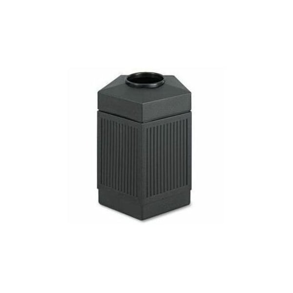Safco 45 gal Pentagon Outdoor Can, Black, Top Hole, Polyethylene, 24 in 9486BL - main