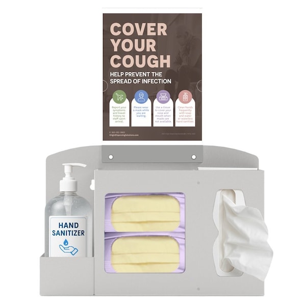 Origin Dispensing Solutions Hygiene Station Bundle-Gel Bottle-Steel-Beige HS10S04BG - main