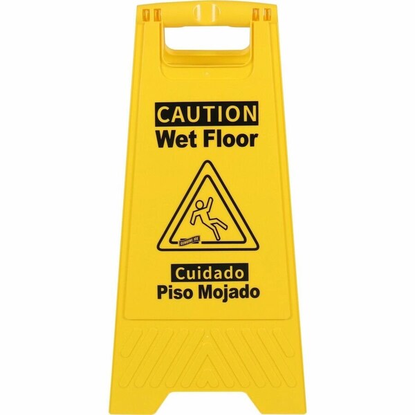 Genuine Joe Universal Graphic Wet Floor Sign - Foldable - Yellow - 1 Each GJO85117 - main