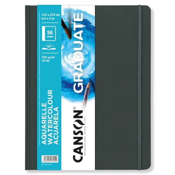 Canson Graduate Watercolor Art Book, Hard Cover Binding, 28 Sheet, 8.5x11 inch C31200L029 - main