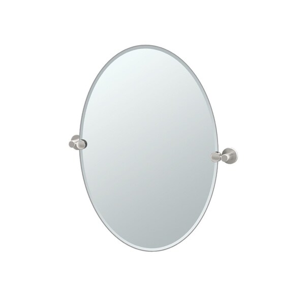 Gatco Channel 26.5" Frameless Oval Mirror, Satin Nickel 4699 - main