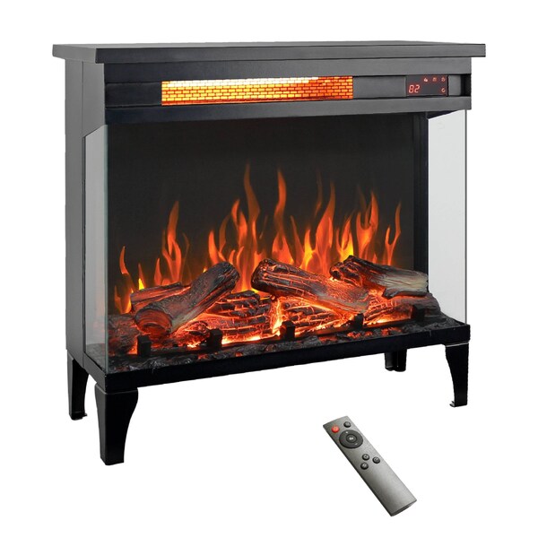Edendirect 24 in. Freestanding 3-Sided glass Electric Fireplace in Black ZR-W1769P166908 - main