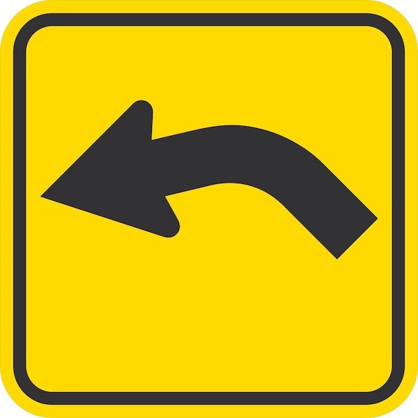 Lyle W1-2L, Left Curve Symbol, 12x12, High Intensity Prismatic, Yellow G-2076-HI_12x12 - main