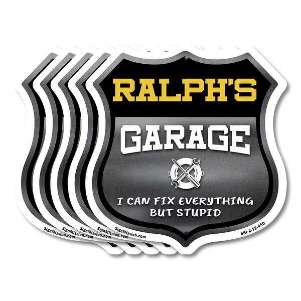 Signmission Ralph's Garage I Can Fix Everything But Stupid, 12 inch X 12 inch, Aluminum Metal Sign, 5PK SHI-A-5Pack-12-490-RALPH - main