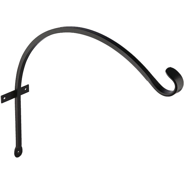 Panacea 16'' Black Powder-Coated Curved Wrought Iron Hanging Plant Bracket 89416 - main