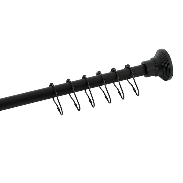 Kingston Brass 38"-60" Stainless Steel Adjustable Shower Curtain Rod with Rings, Matte Black SCC2810 - main