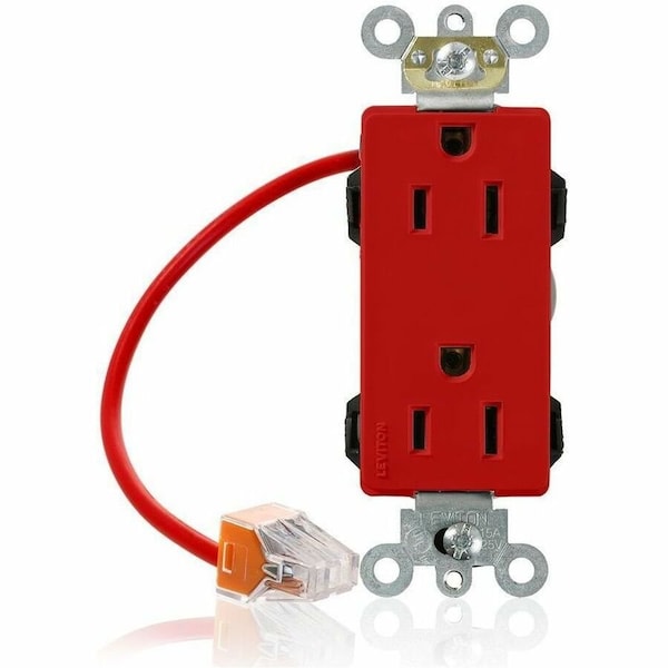 Leviton Straight Blade Receptacle, 5-15R, 15 A, 125V AC, Flush Mount, Self-Grounded M1626-SCR - main