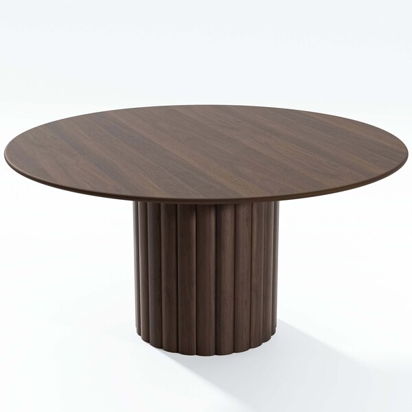 Homeroots 60" Brown Wood Pedestal Base Round Top Dining Table 720652 - main