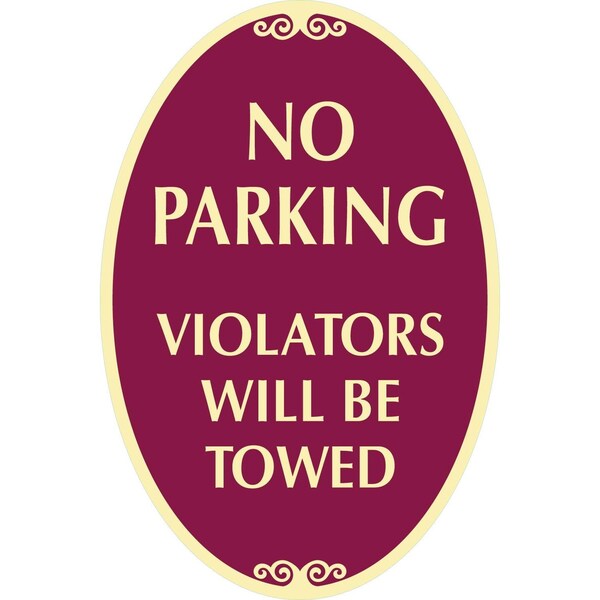 Lyle No Parking Violators Will Be Towed, 12x18, High Intensity Prismatic, Burgundy G-2525-HI_12x18 - main