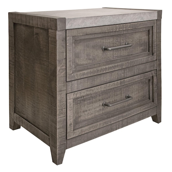 Homeroots 27" Gray Two Drawer Nightstand 527064 - main