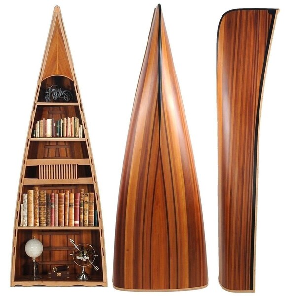 Gfancy Fixtures Wooden Canoe Book Shelf - 31 x 90 x 20.5 in. GF3093968 - main
