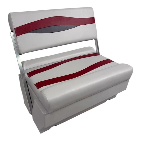 Horizon Mfg Elite Series Pontoon Flip Flop Seat Cushion Set with Base Gray/Red/Charcoal 3213-3020-ABEC - main