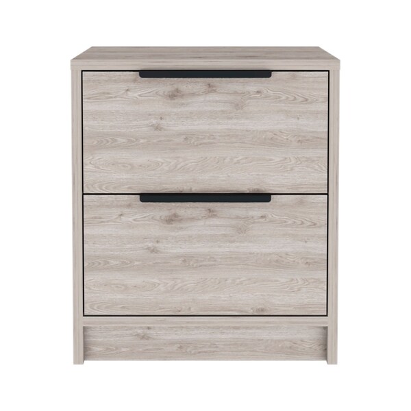 Homeroots 19" Light Gray Wood Two Drawer Nightstand 534906 - main