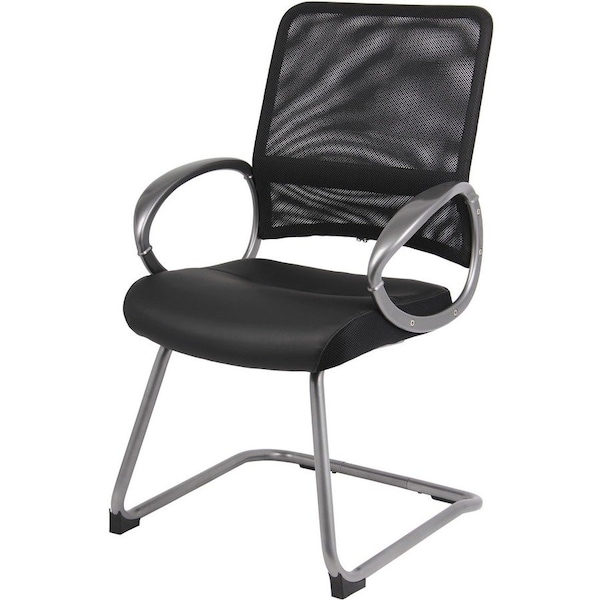 Boss Guest Chair, Black Back, 25 in W 24" L 39" H, Loop, Leather Seat B6409 - main