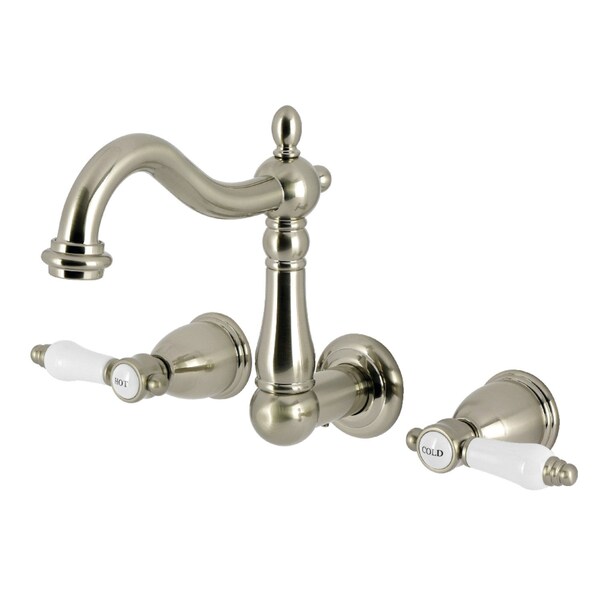Kingston Brass Double-Handle Wall Mount Bathroom Faucet, Brushed Nickel KS1258BPL - main