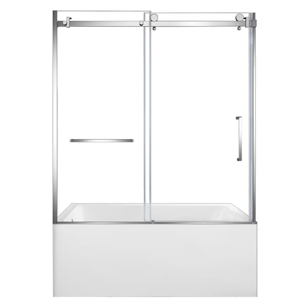 Kingston Brass 60" Acrylic Anti-Skid Alcove Left-Hand Drain Tub with Right Sliding Tub Door, White/Polished Chrome KVTAP6031L22T1 - main