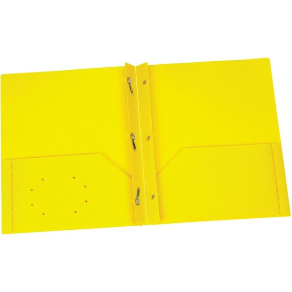 Oxford Yellow Poly Two Pocket Portfolio with Prongs, 25PK 76027 - main