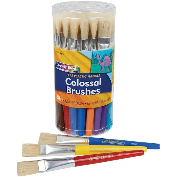 Creativity Street Colossal Brushes, Flat, Assorted Colors, 7.25" Long, PK30 PAC5167 - main