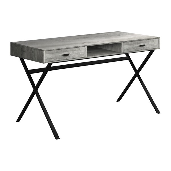 Homeroots 47" Gray and Black Computer Desk With Two Drawers 333545 - main