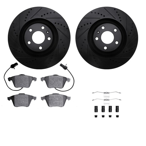 Dynamic Friction Co DFC Rotors-Drilled & Slotted-Black w/ EURO 5000 Ceramic Brake Pads Incl Hdw 8612-73035 - main