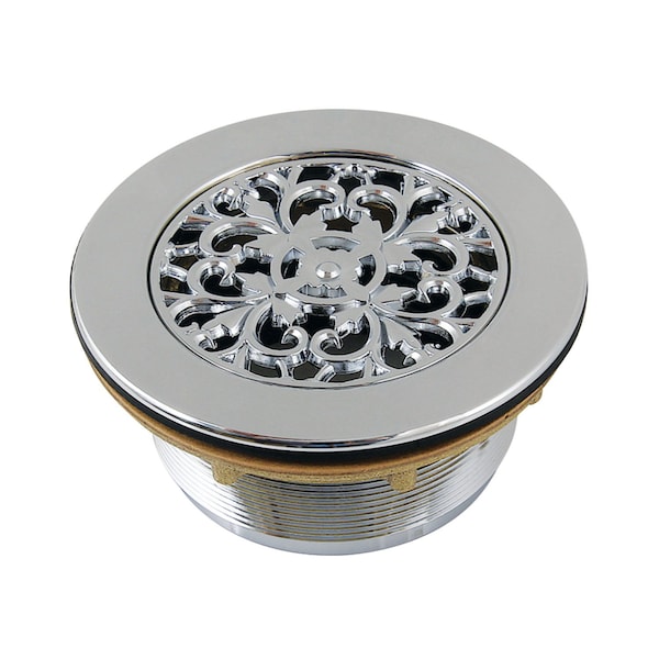 Kingston Brass 4-1/4" Brass Round Grid Shower Base Drain with Flange, Polished Chrome BSFT4131 - main