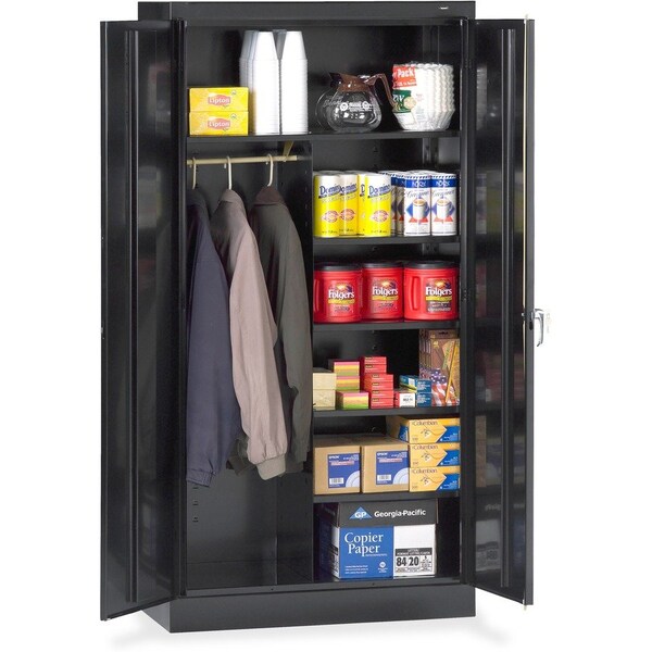 Tennsco Combo Wardrobe Storage Cabinet, 72 in H, 36 in W, 18 in D, Swing, Keyed, Black, 5 Shelves, 0 Drawers 7214BK - main