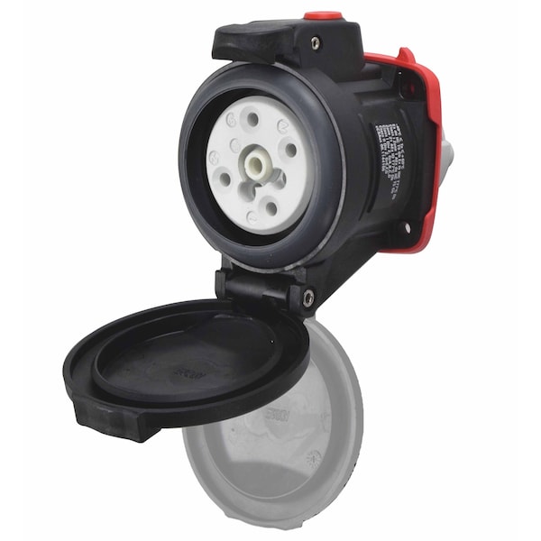 Meltric DXN30 RECEPTACLE POLY BLACK SIZE 2 IP 66/67 3P+N+G 30 A 480 VAC 60 Hz +2 AUX PADLOCK PAWL 22-34047-972-843 - main