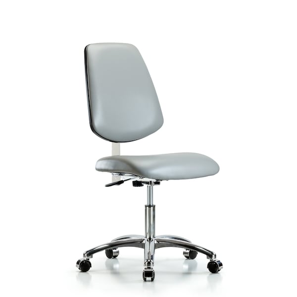 Blue Ridge Ergonomics Clean Room Chair Vin Desk Chair, Med, Bk, Cast, Dov, CL100, No Arms, 18" to 23" Height, Vinyl, Dove BR-NCR-VDHCH-MB-CR-T1-A0-CC-8567 - main
