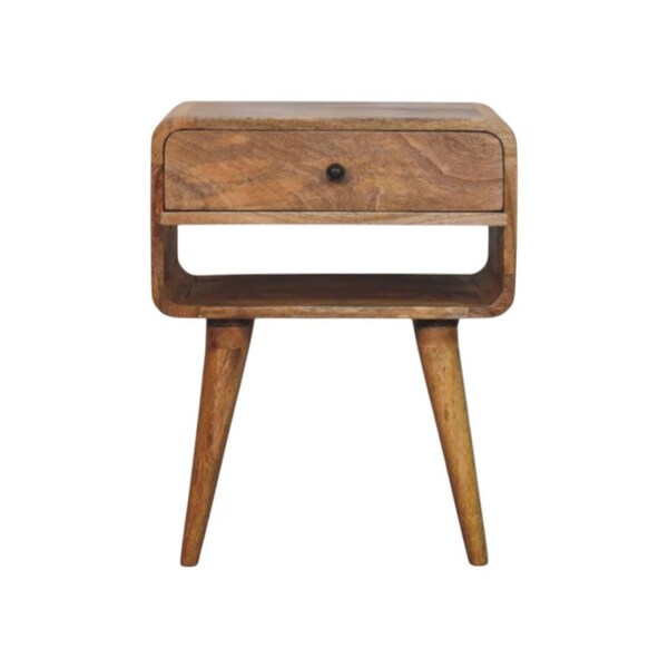 Homeroots 22" Oak Solid Wood Round One Drawer Nightstand 722586 - main