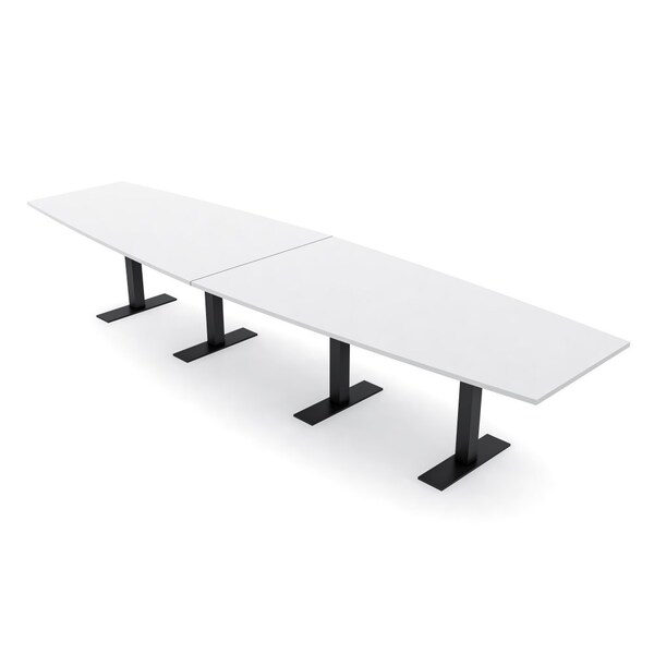 Skutchi Designs 14 Person Conference Table With Power Unit | 14' Boat Table | Harmony Series HAR-BOT-48X168-T.BK-W960-NA - main