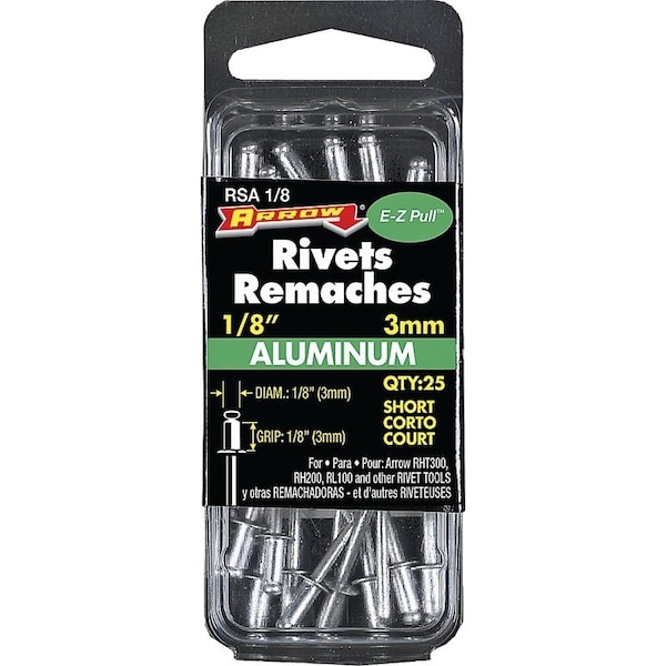 Arrow Fastener Rivet Short Alum 1/8X1/8In RSA1/8 - main