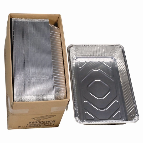 Pactiv Evergreen Aluminum Steam Table Pan, Full-Size Deep Heavy Duty, 3.37" Deep, 19.6 x 11.6, 40PK Y6050XHCH - main