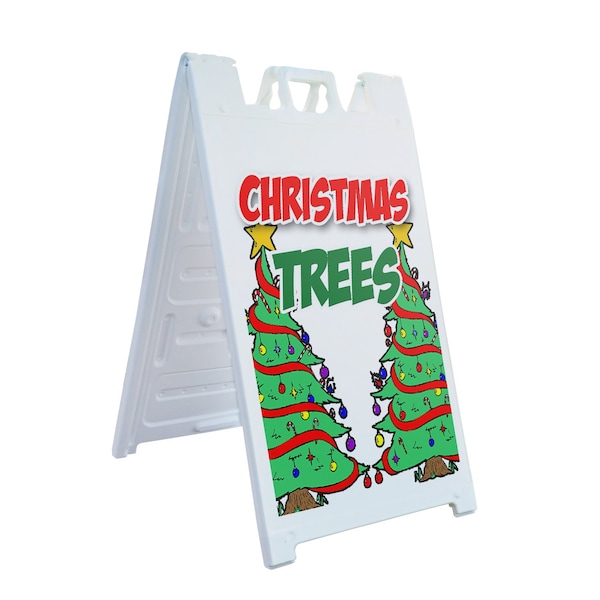 Signmission Christmas Trees, A-Frame & 2 Decals Installed, Heavy-Duty Plastic Frame SBHD-D-2436-Christmas Trees - main