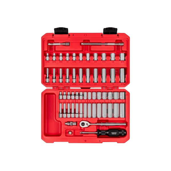 Tekton 1/4 Inch Drive 6-Point Socket and Ratchet Set, 56-Piece (5/32 - 9/16 in., 4 - 15 mm) SKT05303 - main
