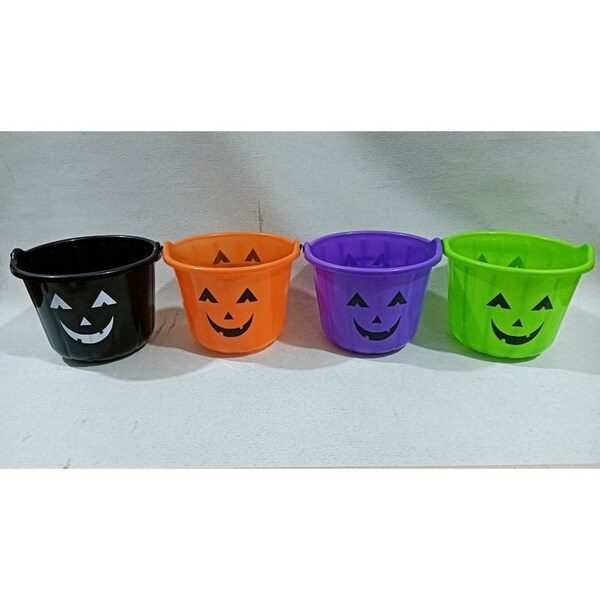Santas Forest Candy Bucket Decor, 8.7 in H, Plastic, Assorted, Indoor, Outdoor 66002 - main