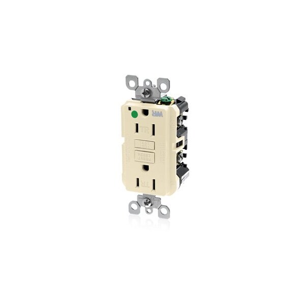 Leviton Self-Test GFCI Receptacle, Hospital Grade, 15 Amp, 125 Volt, 5-15R NEMA GFWT1-HGI - main