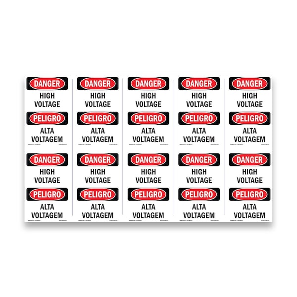 Signmission OSHA Danger Sign, 5" Height, High Voltage Bilingual, DS-D-35-VPR-1327-10PK OS-DS-D-35-VPR-1327-10PK - main