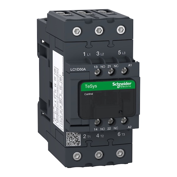 Schneider Electric IEC Magnetic Contactor, 1NC/1NO, 208V AC, 3 P, Non-Reversing, Screw Clamp LC1D50ALE7 - main