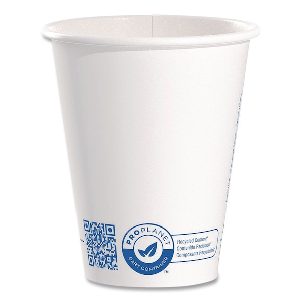 Solo Recycled Content PCF Paper Hot Cups, ProPlanet Seal, 8 oz, White/Blue, 1000PK 378RC-PLANET - main