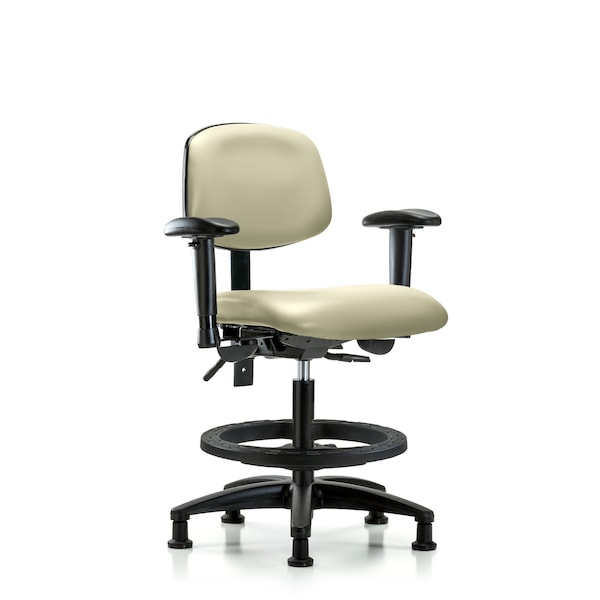 Blue Ridge Ergonomics Medium Bench Chair Chair, Vin, Med Ben, Tilt AA BF Glides, Wht, Adjustable Arms, 22" to 29" Height BR-VMBCH-RG-T1-A1-BF-RG-8501 - main