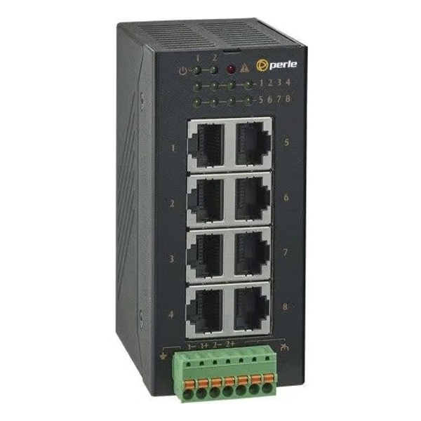 Perle Systems Industrial Gigabit Switch with 8 x 10/100/1000Mbps RJ45 Ethernet ports. -40 to 75C temperature 07017380 - main