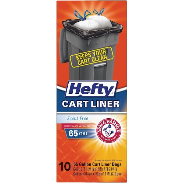 Hefty 65 Gal. Cart/Trash Bag Liner, 10-Count E83578 - main