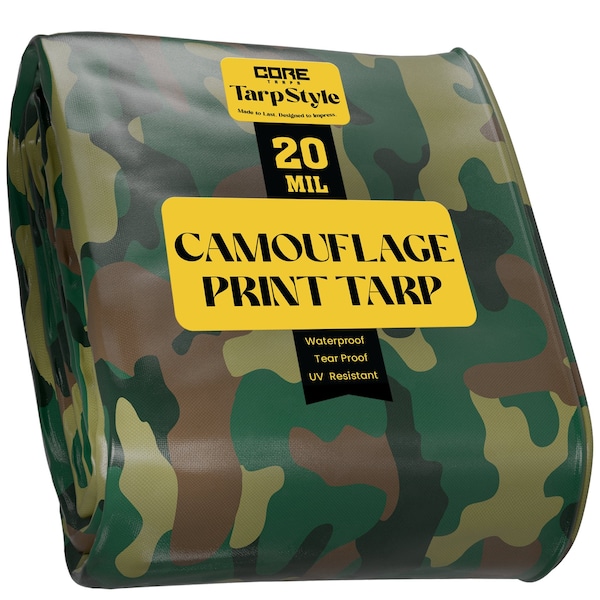 Core Tarps Extreme Heavy Duty 20 Mil Tarp Cover, Waterproof, UV Resistant Camouflage/Green 9ft X 12ft CT-711-9X12 - main